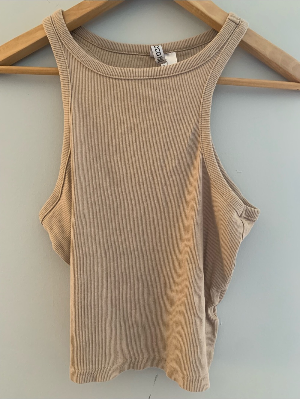 H&M Beige Ribbed Tank Top - Neutral Knit